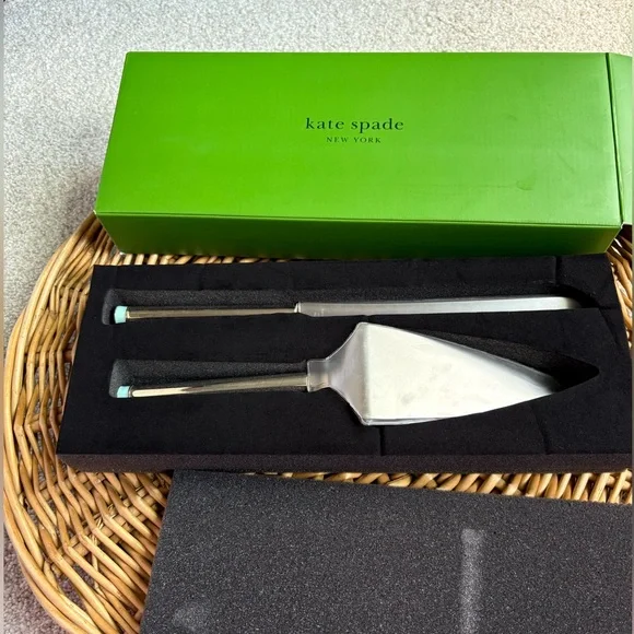 Kate Spade Lenox Take The Cake Silver Two Piece Dessert Set - Picture 13 of 14